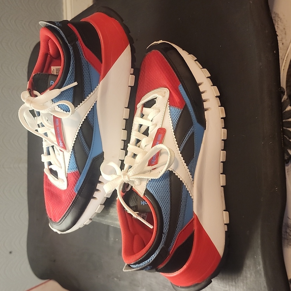 Reebok Classic Leather Legacy "Core Black/Vector Red/Always Blue" Men's Size 7